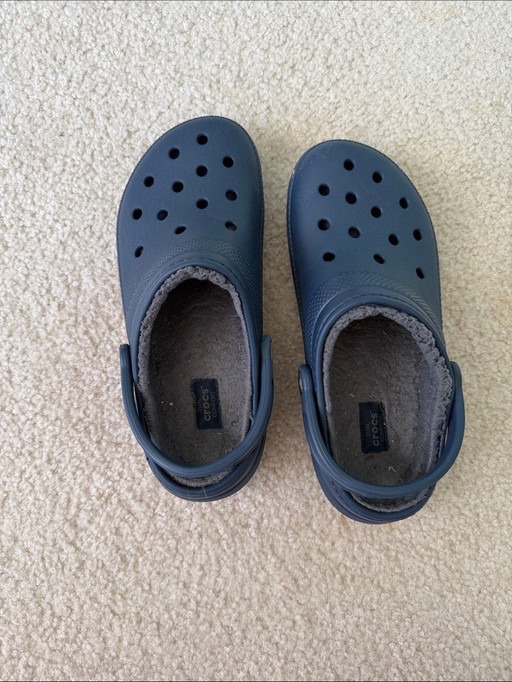 CROCS Navy Lined Clog with Gray Fleece